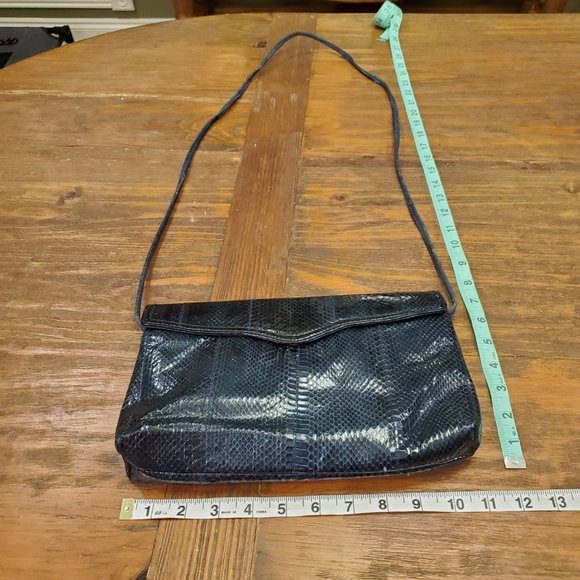 Navy Blue Snakeskin Crossbody/Clutch - Picture 5 of 10